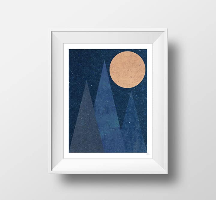 Quadro con montagna e luna