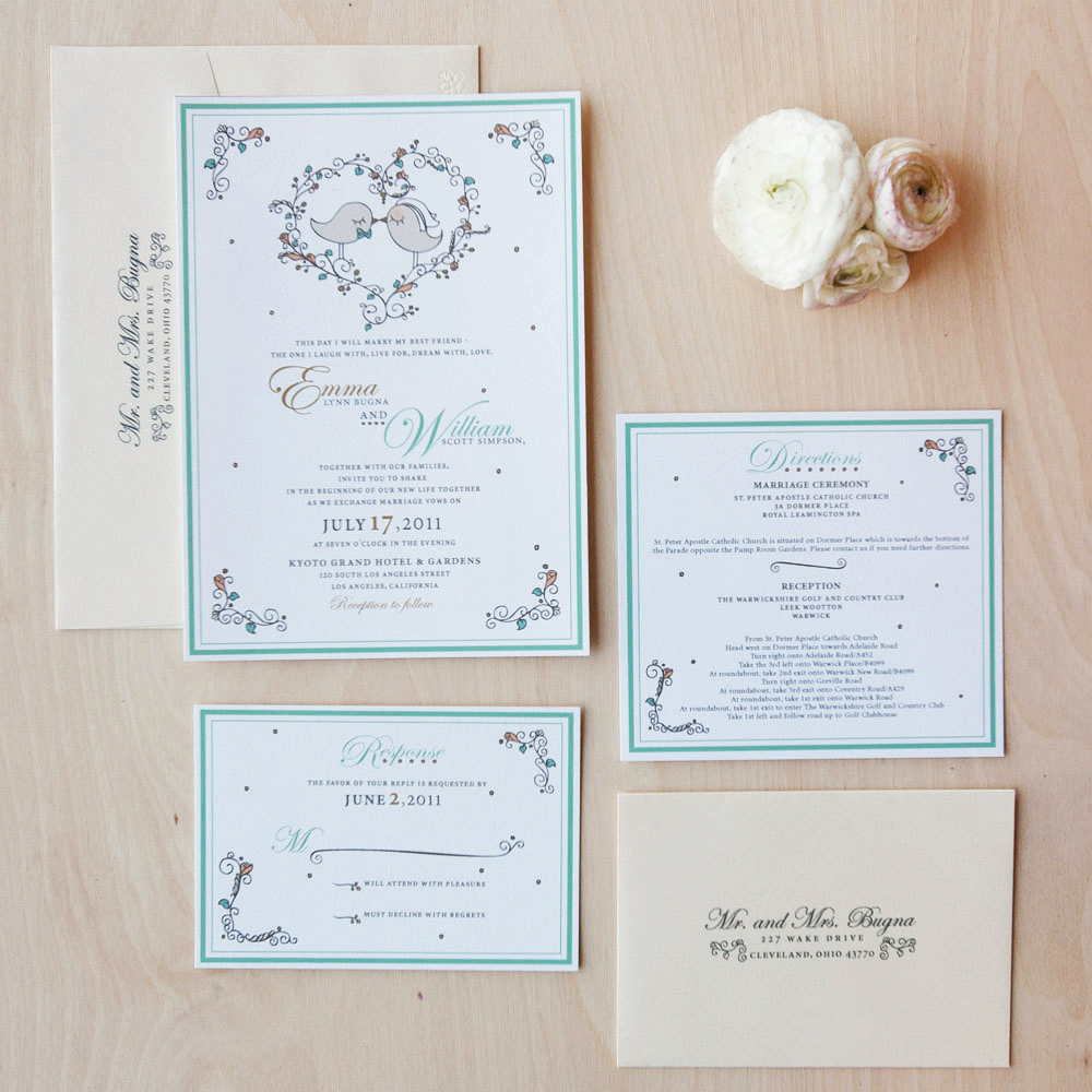 Partecipazioni shabby con uccellini