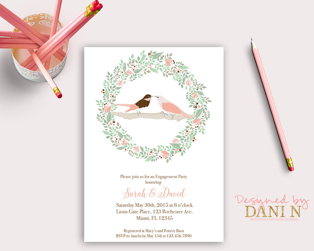 Partecipazioni shabby con uccellini