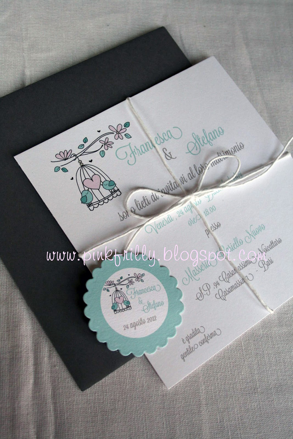 Partecipazioni shabby tiffany con uccellini