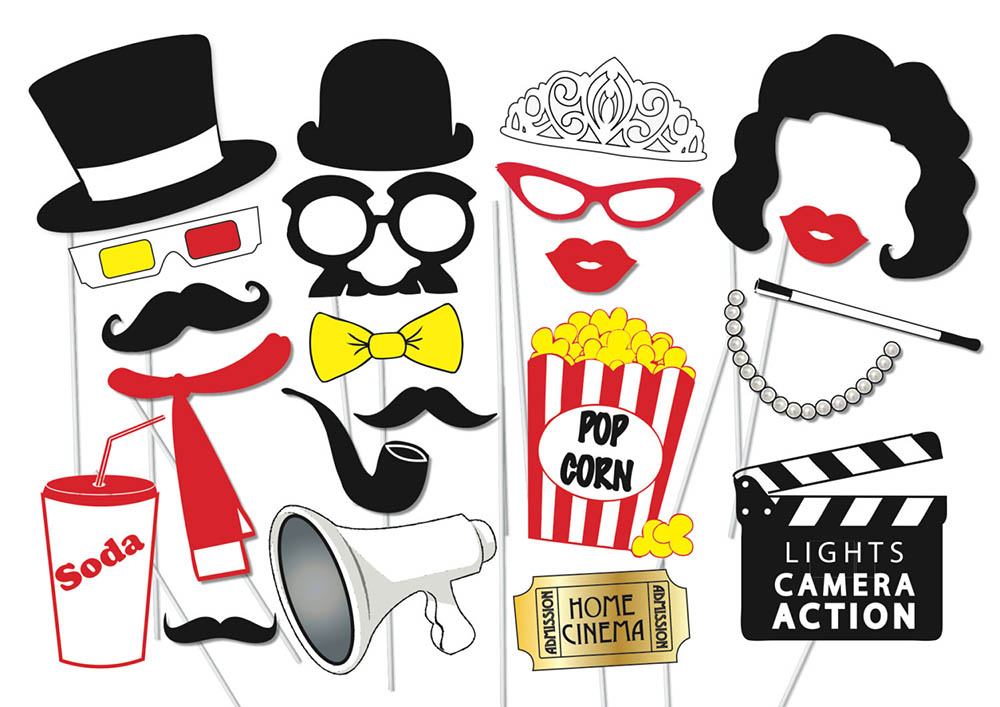 Party props per photo booth tema cinema