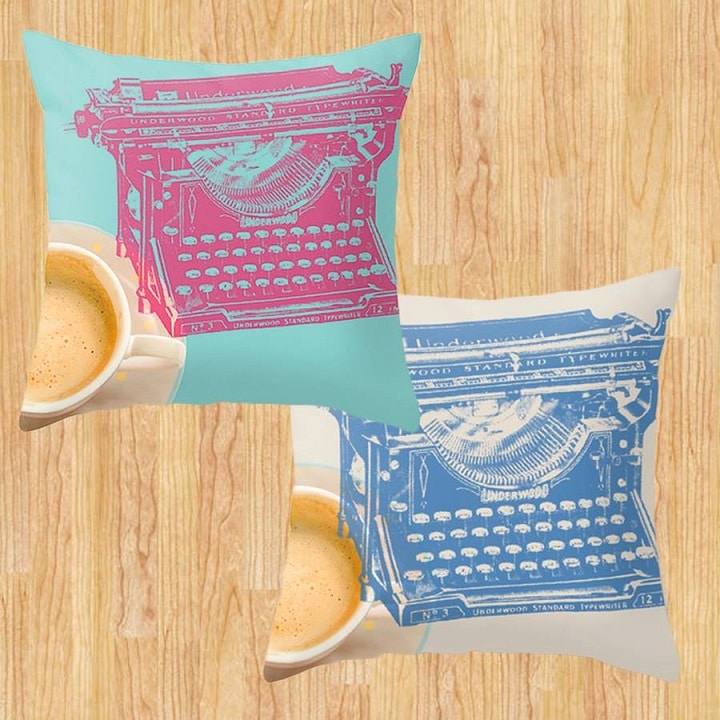 Cuscini con stampe con macchine da scrivere