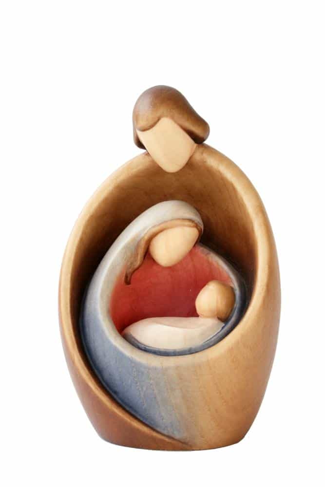 Famiglia sacra moderna in legno dell'Alto Adige