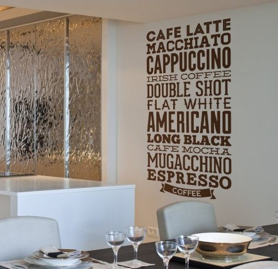 adesivo murale tipi caffe