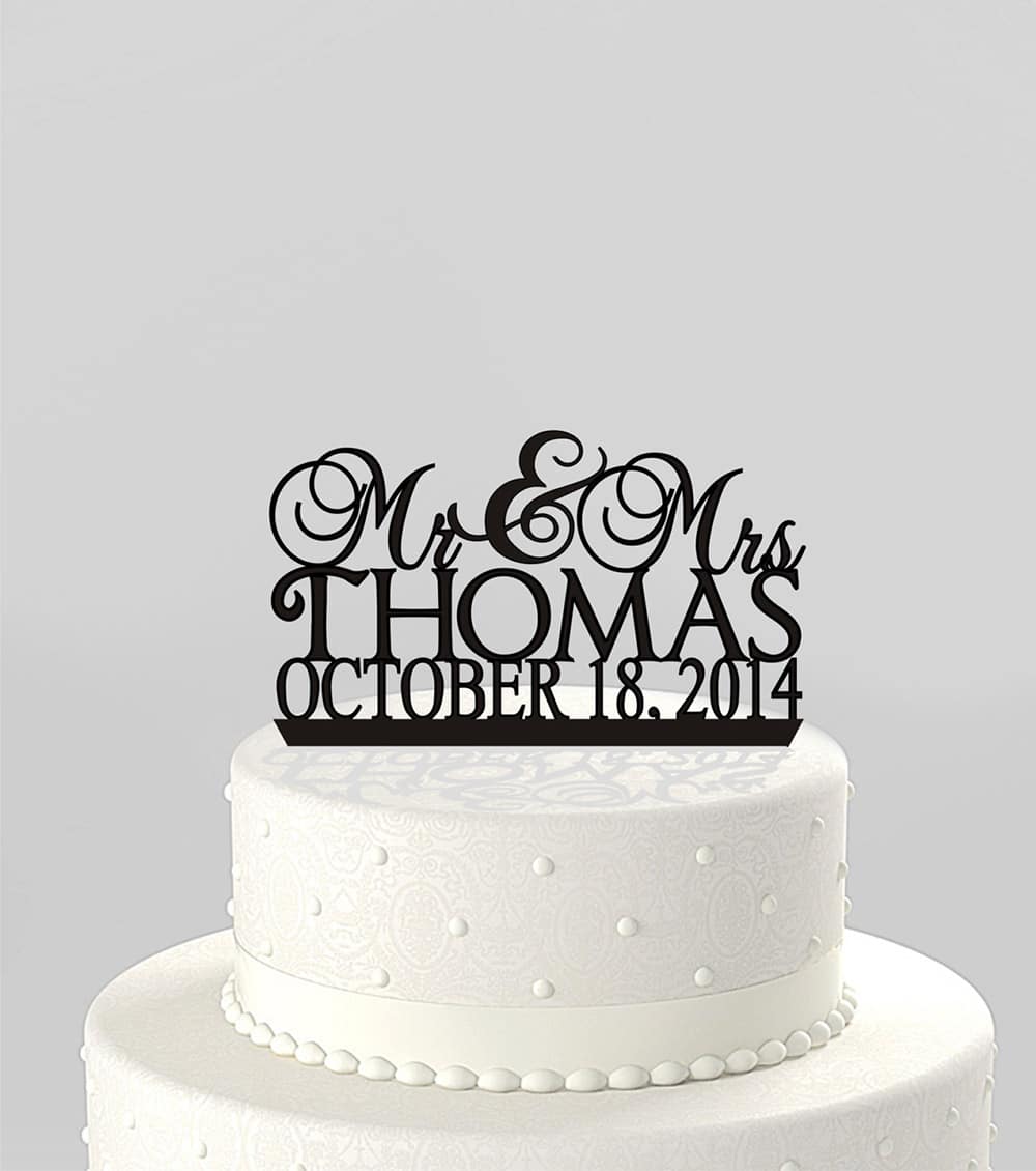 Cake topper per matrimonio con nomi e data