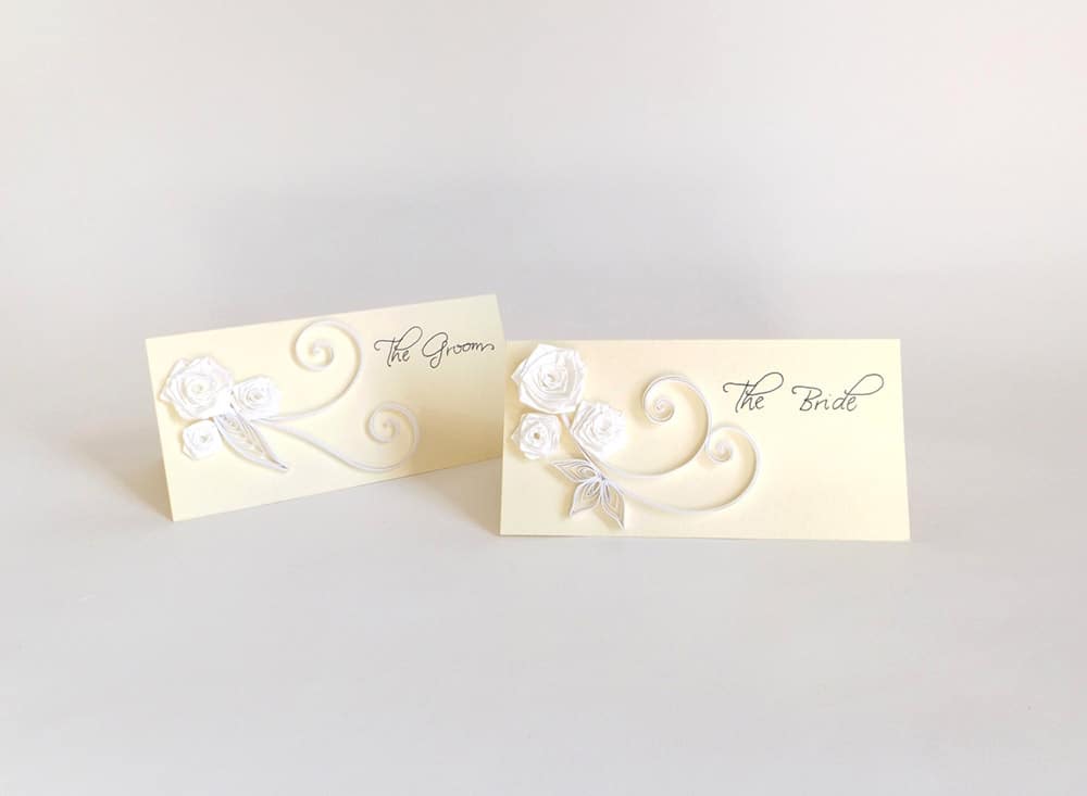 segnaposto matrimonio eleganti fiori quilling