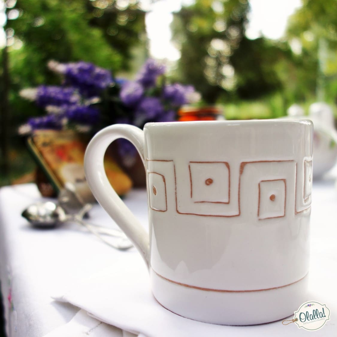tazza ceramica- personalizzabile bianca con greca