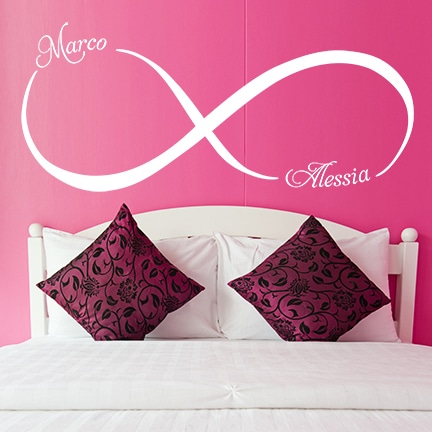 Adesivo murale fatto a mano con nomi personalizzabili e simbolo ... Adesivo murale personalizzato