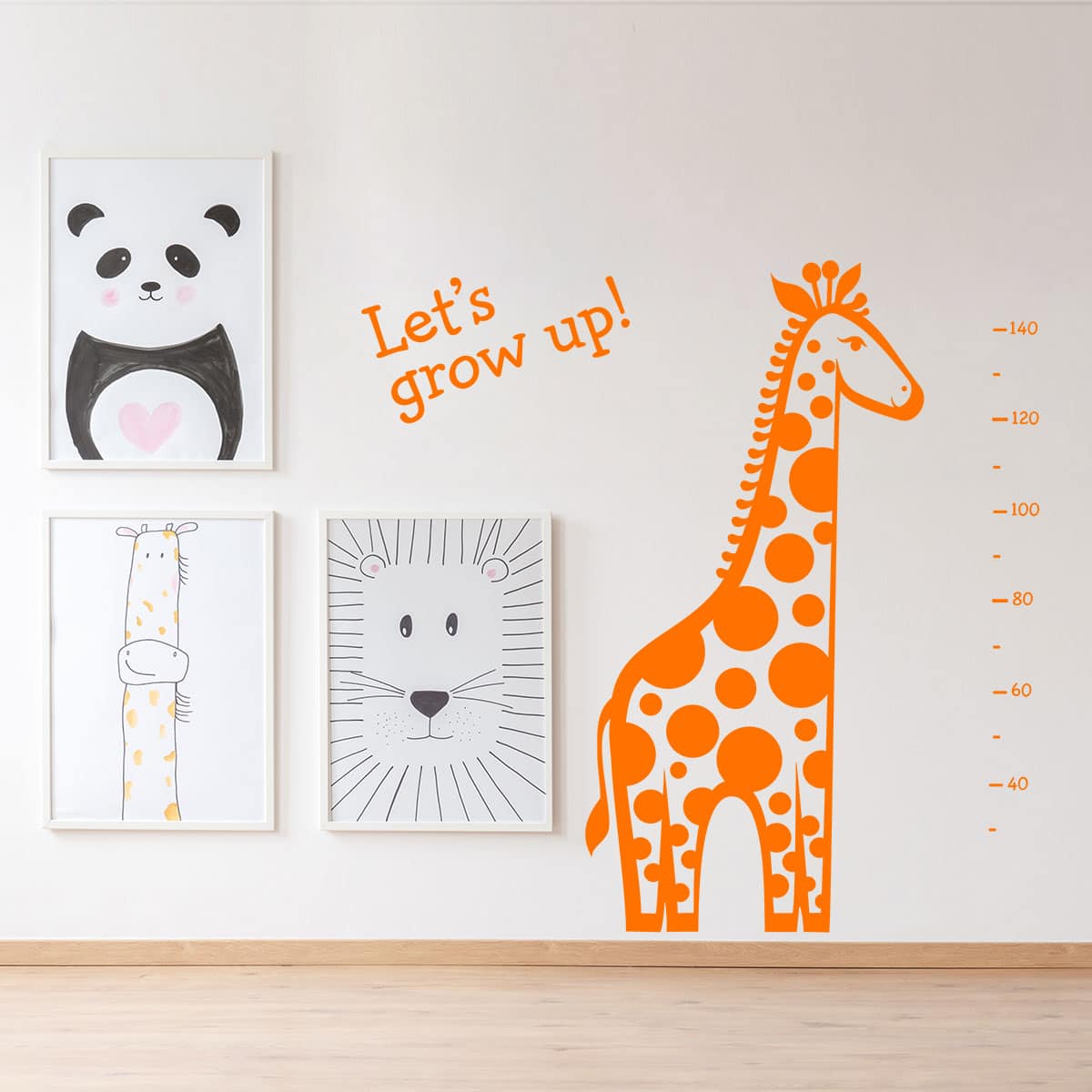Sala Giochi Altezza Grafico Stickers Murali,Giraffa e Amici Animali Tabella di Altezza Adesivi per Bambini Adesivi Murali di Cartone Animato Decorazione Rimovibili Vinile DIY Righello da 10 A 130 cm per Asilo Nido,Cameretta 