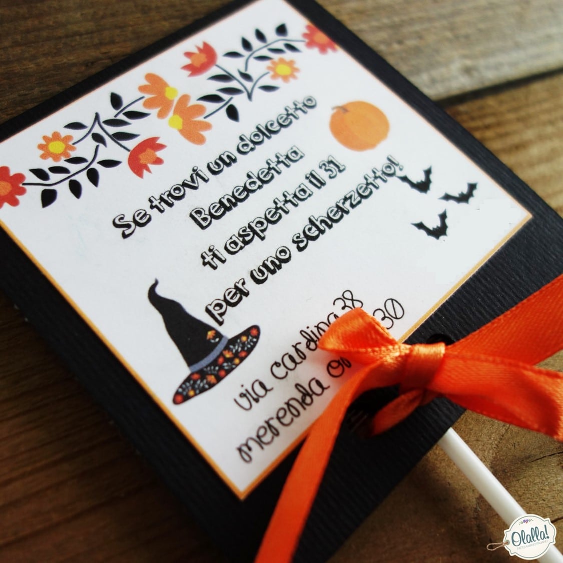 Invito Per Festa Di Compleanno Bambini Tema Halloweeen Porta Lecca Lecca Fatto A Mano Olalla