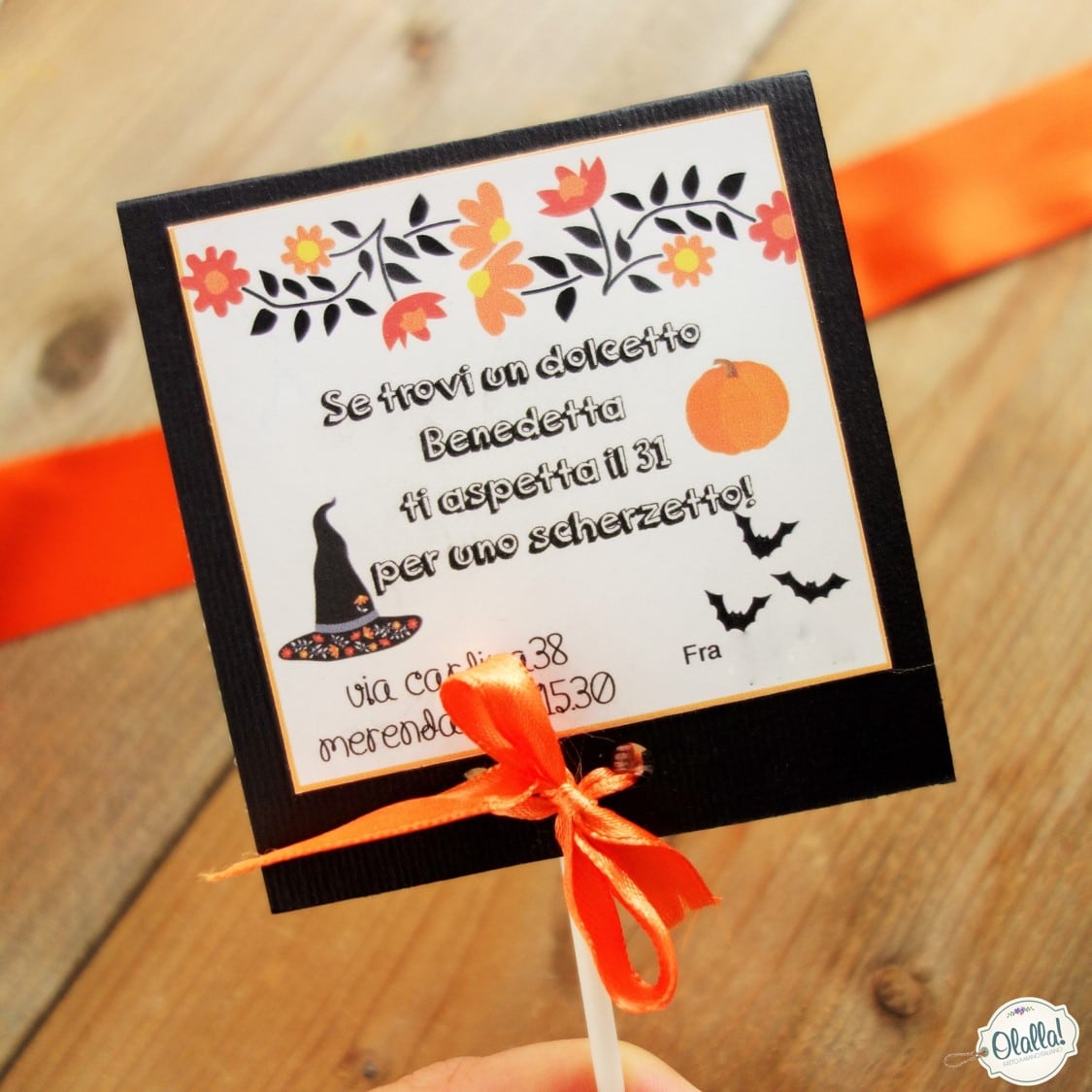 Invito Per Festa Di Compleanno Bambini Tema Halloweeen Porta Lecca Lecca Fatto A Mano Olalla