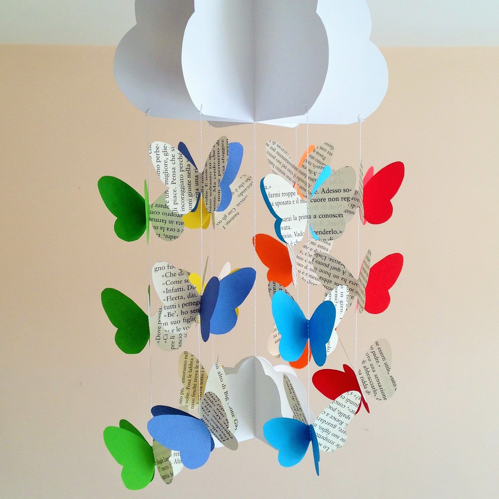 Giostrina per Culla Neonato con Nuvola e Farfalle a Pagine di Libro
