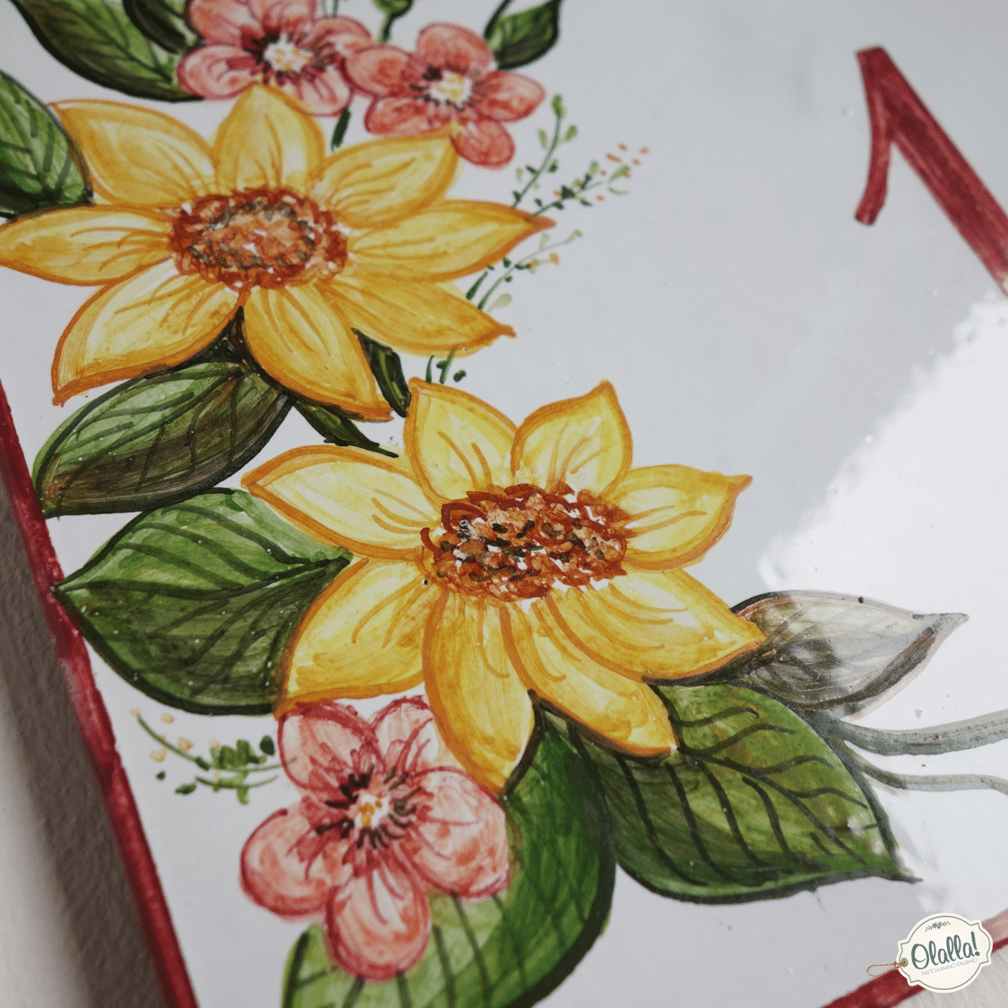 Numero Civico con Disegno Personalizzato Dipinto a Mano "Girasoli"