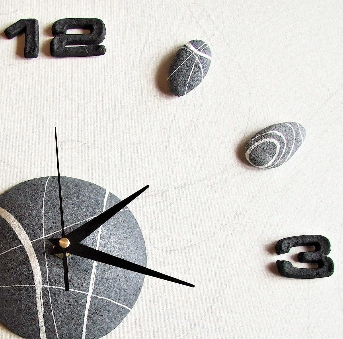 Orologio da parete stile moderno con effetto pietra linea sassi ...