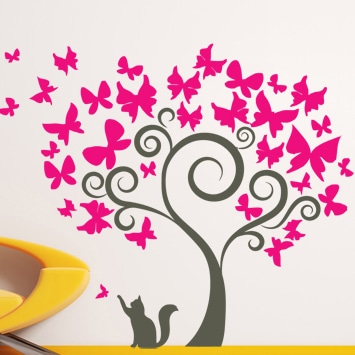 adesivi-murali_Albero-di-Farfalle-e-gatto-che-gioca_grande