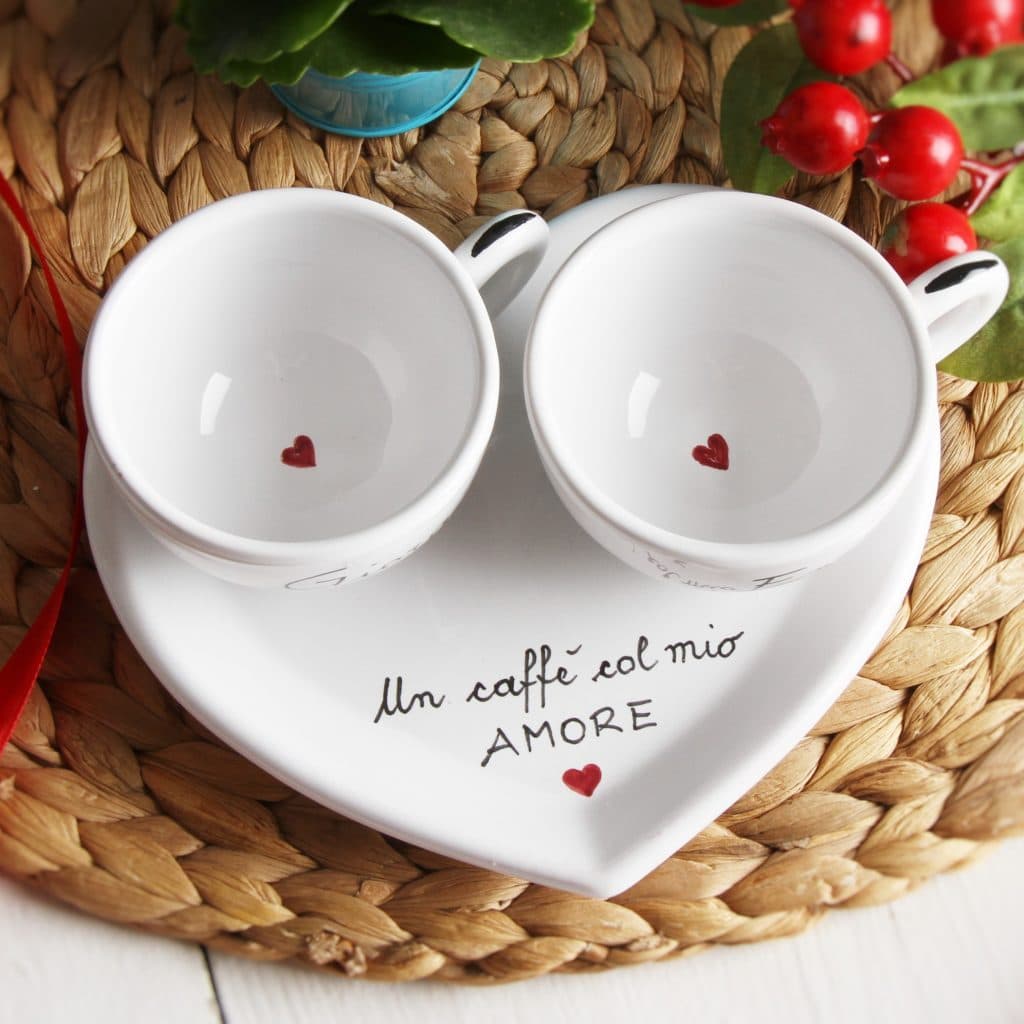 Set Tazzine da Caffé o Tè/Cappuccino Personalizzato Lui e Lei con il Vostro Messaggio a Scelta