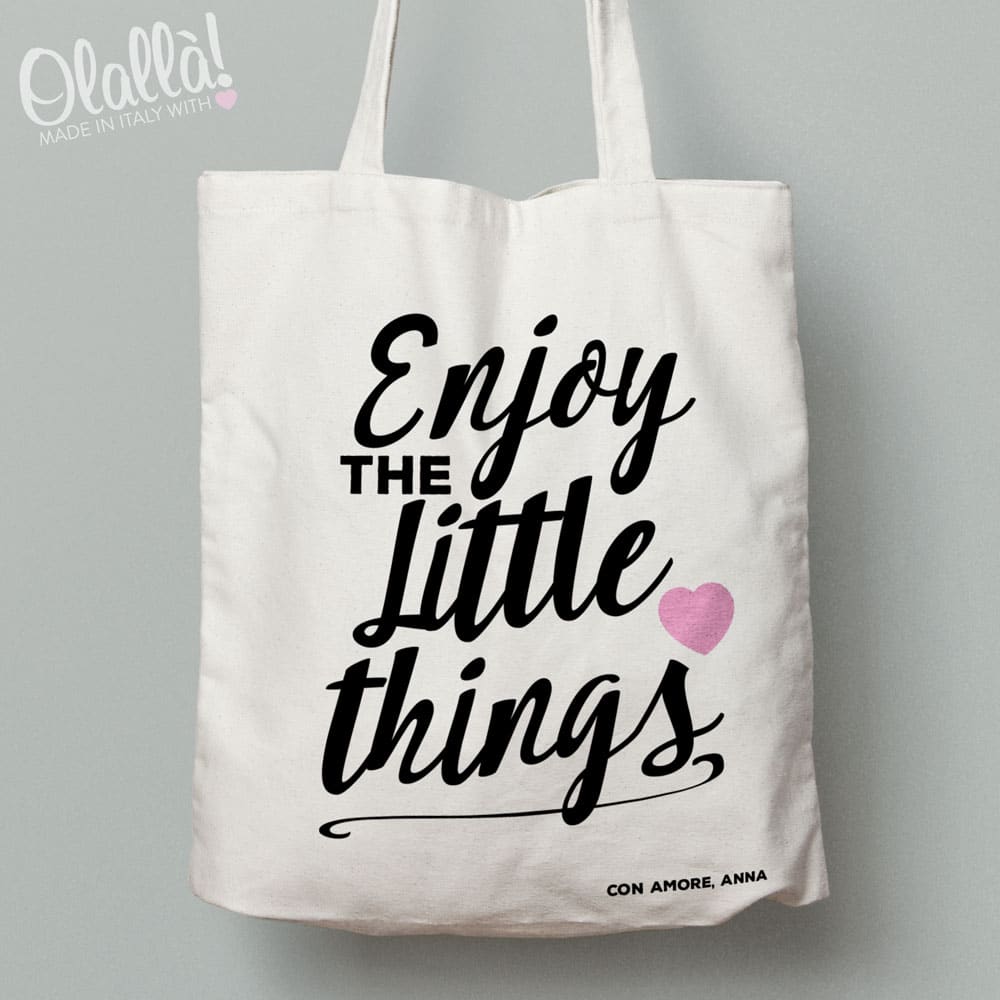 Borsa Shopper Fatta a Mano Enjoy the Little Things Personalizzabile