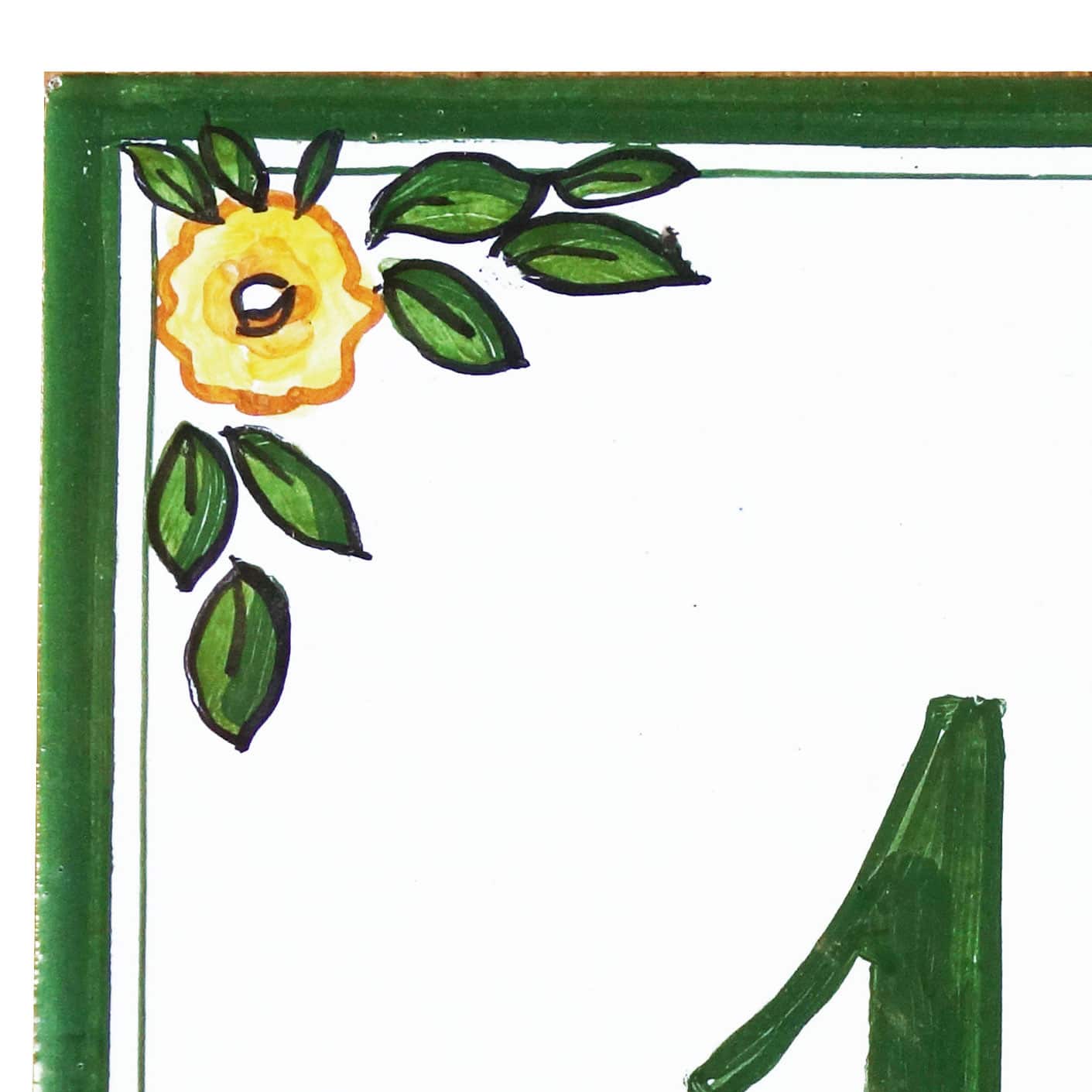 targa numero civico bordo verde fiori gialli2