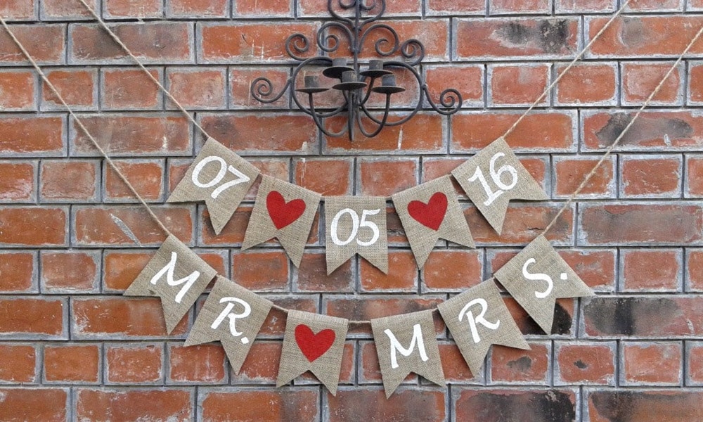 Festoni matrimonio bandierine data mr mrs