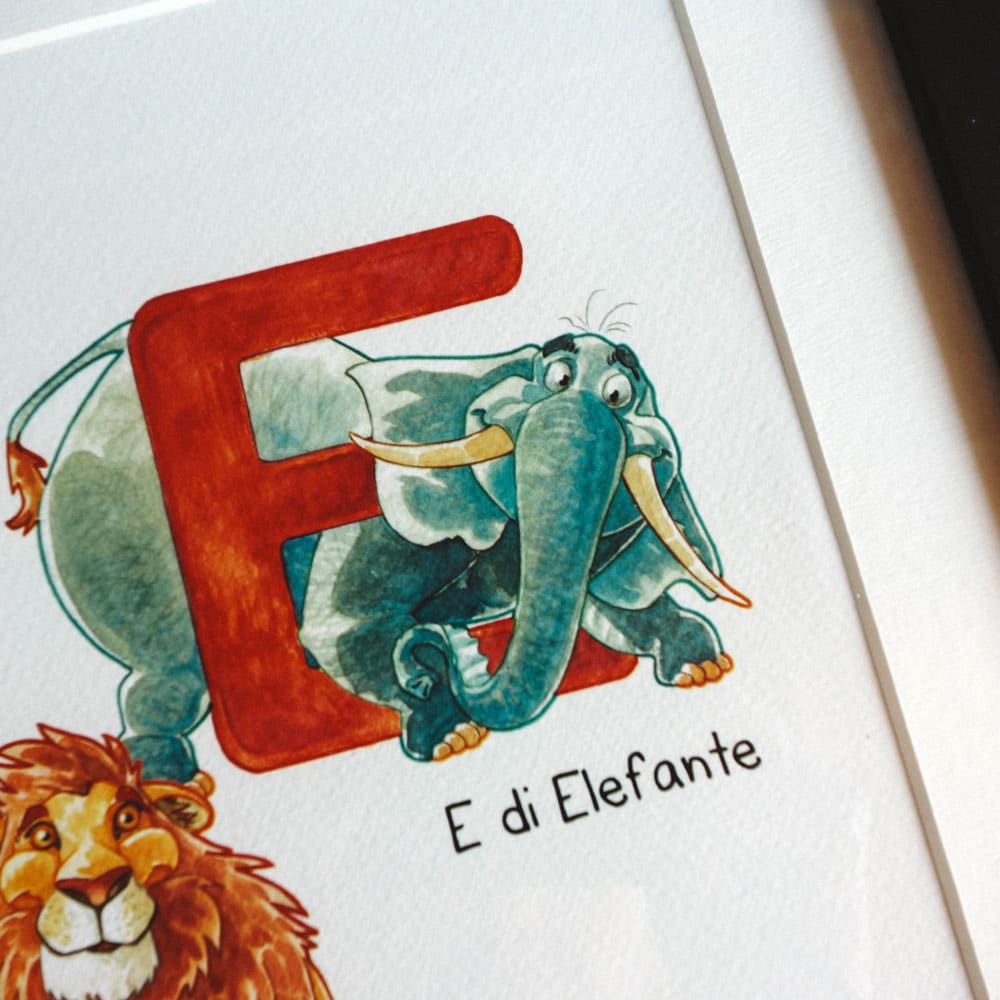 Illustrazione Personalizzata per Cameretta Iniziali del Nome a Decoro "Lo Zoo"