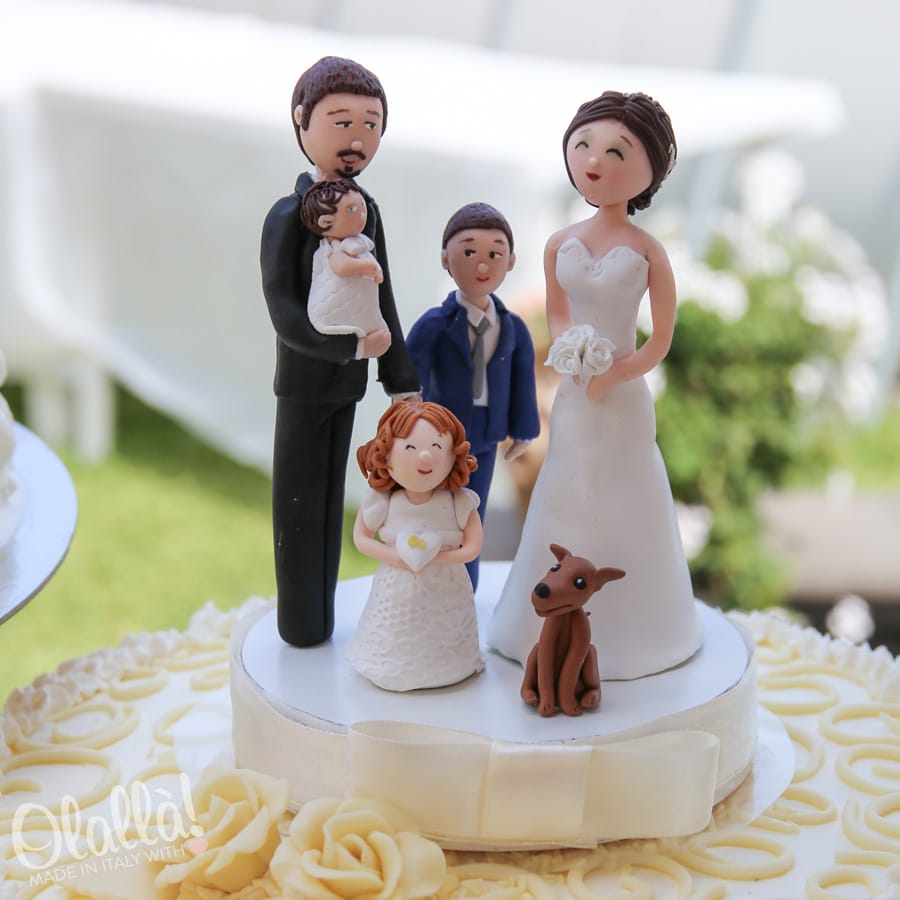 Cake Topper in Fimo Personalizzato su Misura con Bambini e Animali  Domestici