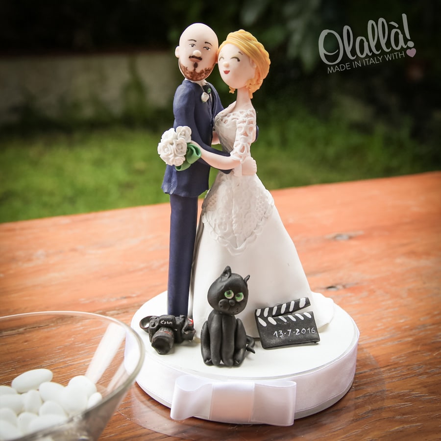 Cake Topper con Statuine Sposini Personalizzate in Fimo