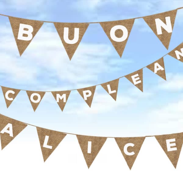 Bandierine In Juta Per Feste | 4 Ghirlande Con 48 Bandierine | Per Matrimoni E Compleanni - Foto 10