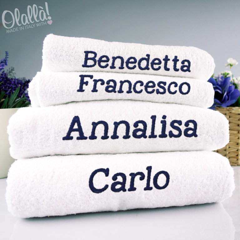 Nome Ricamato Asciugamano Personalizzato Con Nome - 100% Cotone E Microfibra, 30x50 Cm Regalo Personalizzato Microfibra