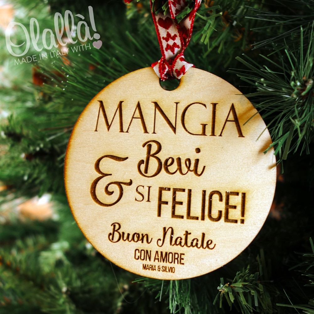 Palline Di Natale Con Foto Personalizzate.Decorazione Di Legno Da Appendere All Albero Di Natale Personalizzata Pallina Olalla