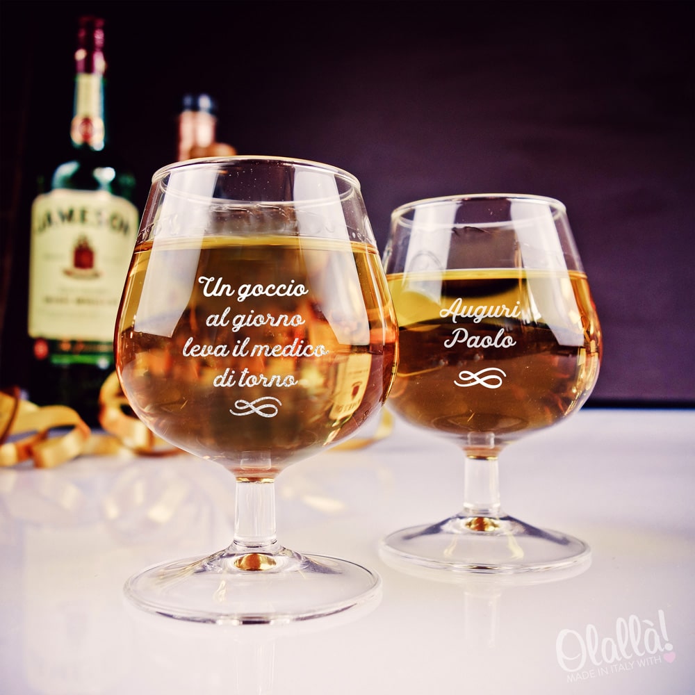 Bicchiere da Cognac o Brandy Personalizzato con la Tua Frase