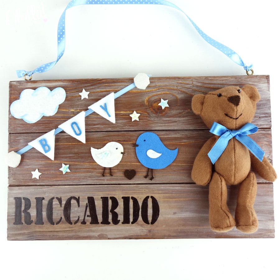 targhetta fiocco nascita personalizzato regalo orsetto nome4