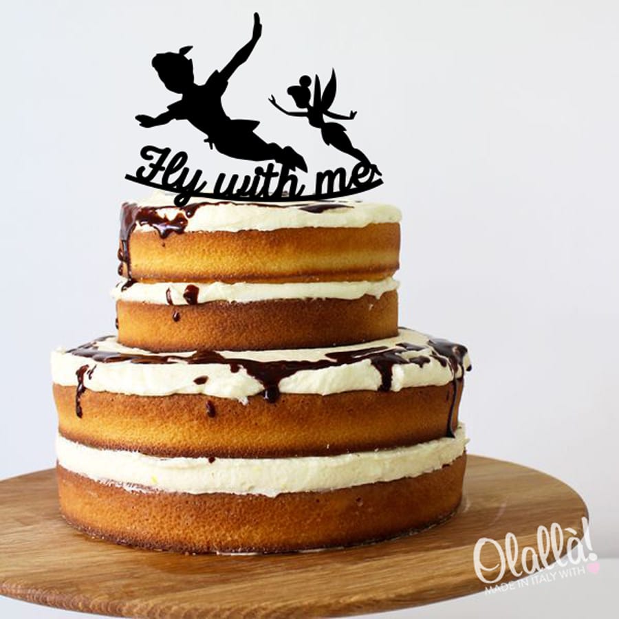 Cake Topper Personalizzato Trilly e Peter Pan con Frase Personalizzata