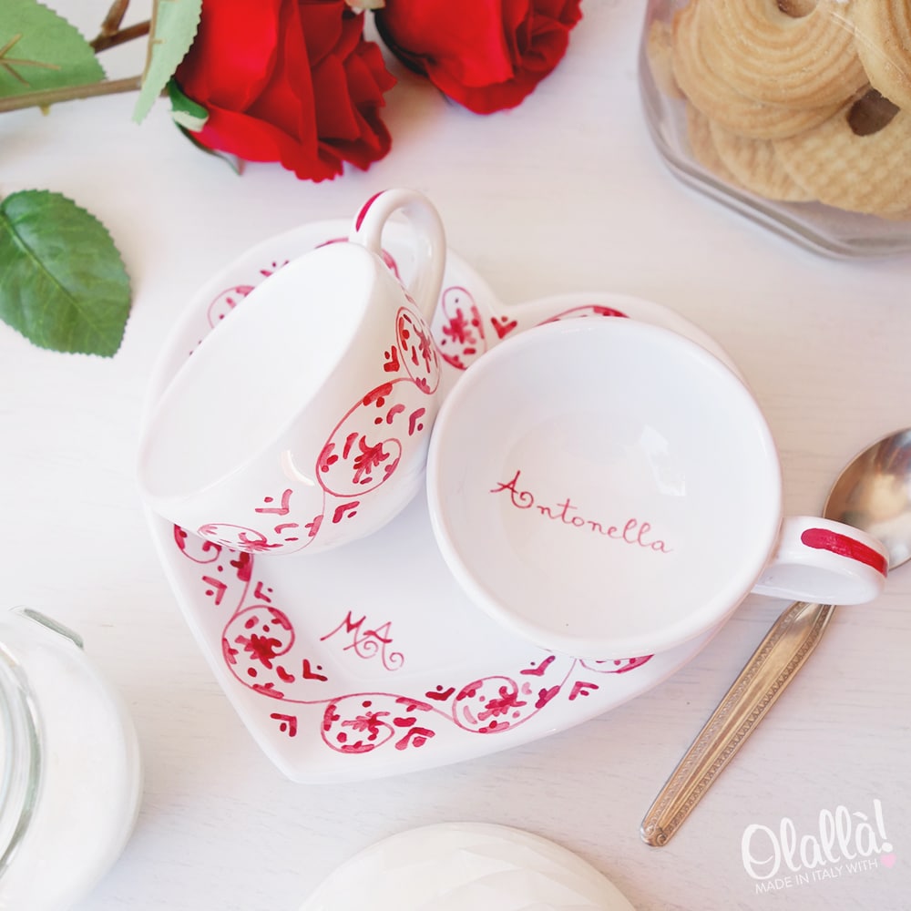 Tazzina Da Caffè Personalizzata Kontiki Con Piattino - Ceramica, Nome Hugo - Idea Regalo
