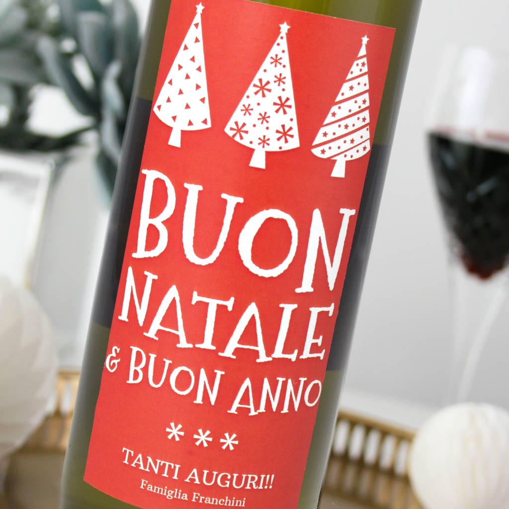 Auguri Di Buon Natale Zio.Bottiglia Personalizzata Buon Natale Con Alberelli Olalla