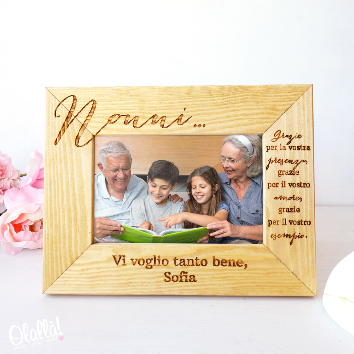 Cornice Personalizzata Per Nonna Con Foto - Regalo Compleanno O Festa Dei Nonni, Legno Laccato, 13x18 Cm - Foto 12