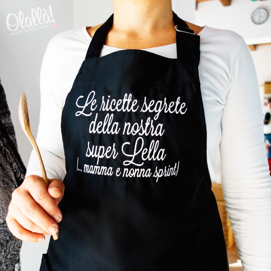 Grembiule da Cucina Personalizzato con Ricamo a Scelta Le Ricette di