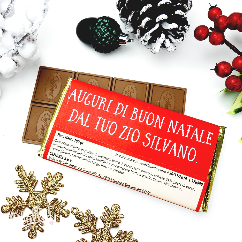 Idee Regalo Natale Zii.Barretta Di Cioccolata Personalizzata Natalizia Idea Regalo Natale Olalla