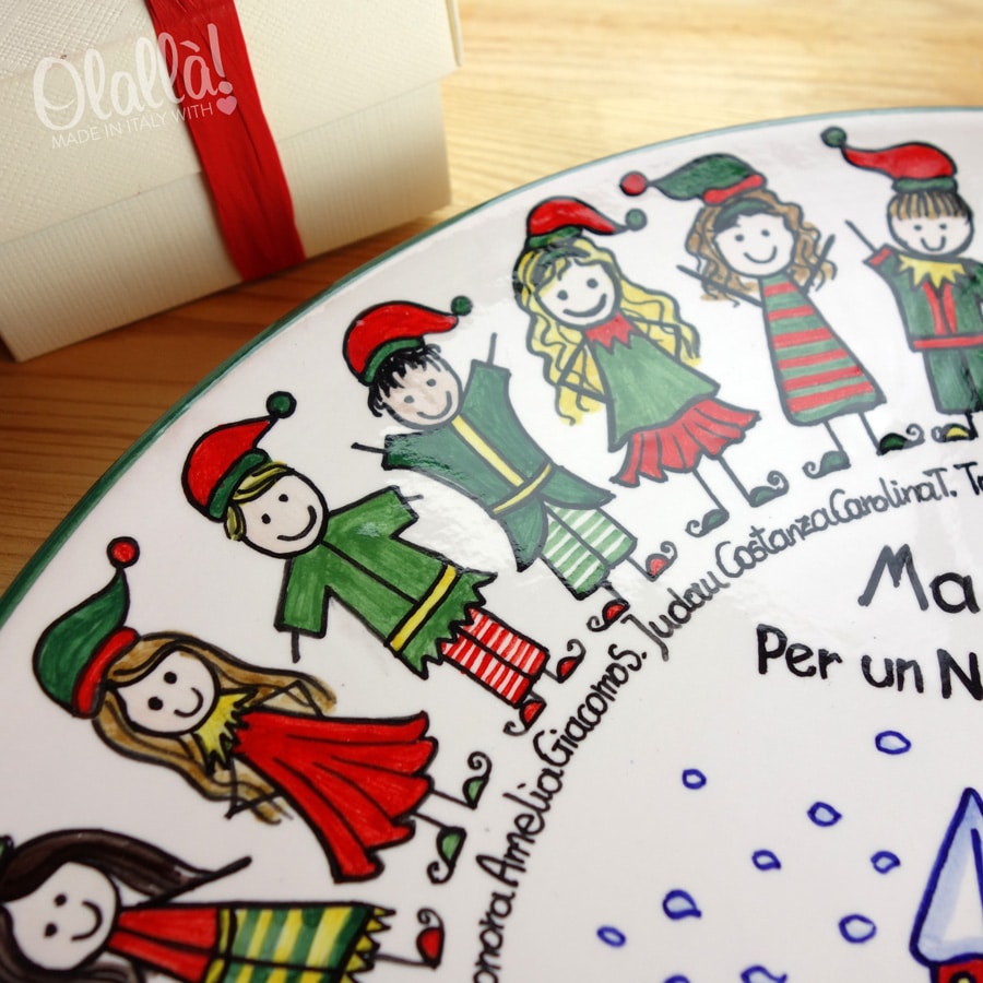 Regali Di Natale Di Classe.Piatto In Ceramica Idea Regalo Di Natale Ritratto Di Classe E Della Maestra Olalla