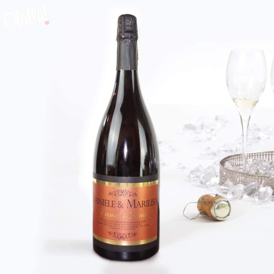 Bottiglia di Spumante Magnum Personalizzata con Nomi e Dedica - Idea