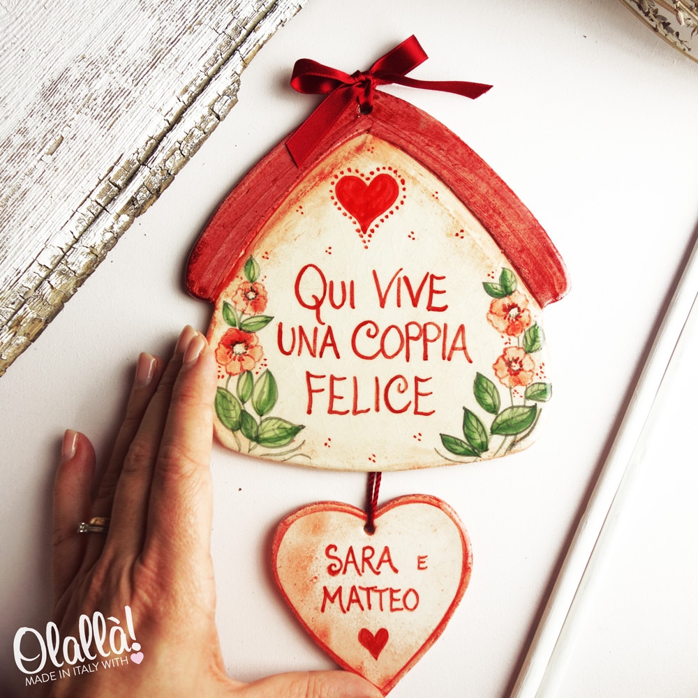 Targhetta Romantica Da Appendere Qui Vive Una Coppia Felice Olalla