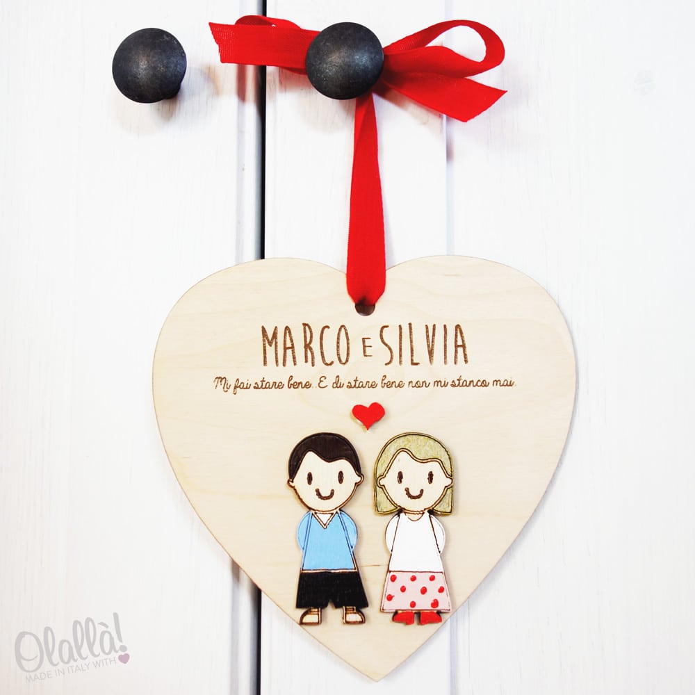 cuore legno targhetta sanvalentino regalo personalizzato coppia