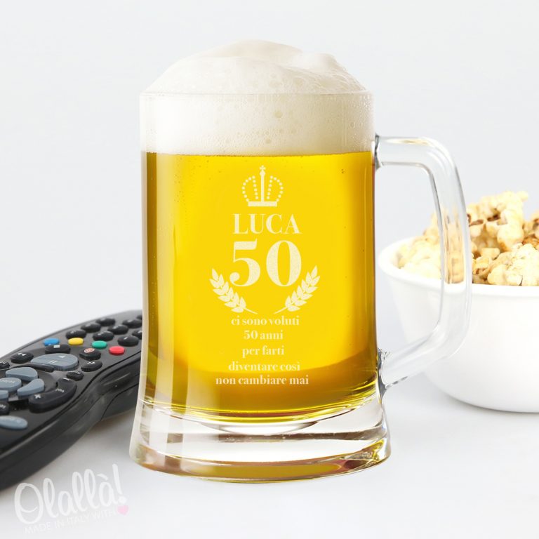Boccale da Birra con Manico Personalizzato Idea Regalo 50 Anni Olalla