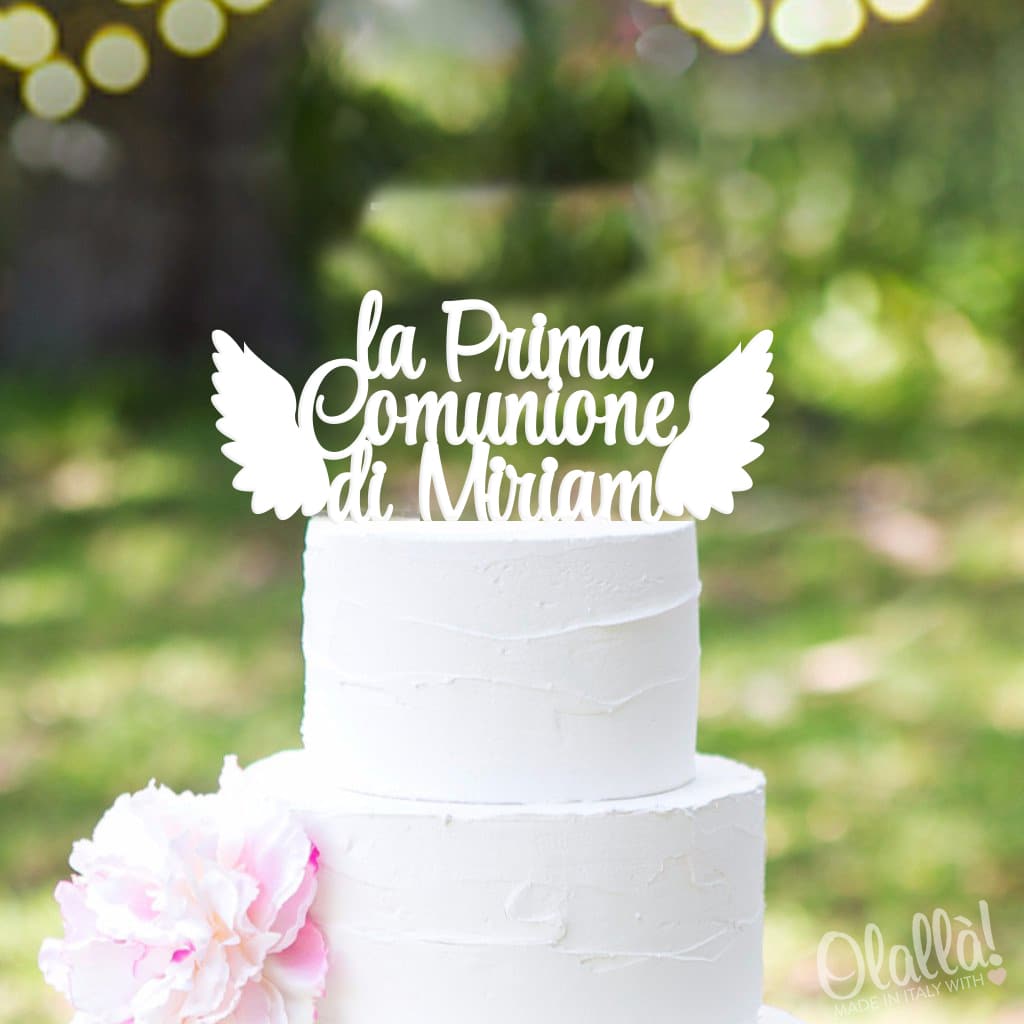 Cake Topper Personalizzato con Ali da Angelo La Prima Comunione