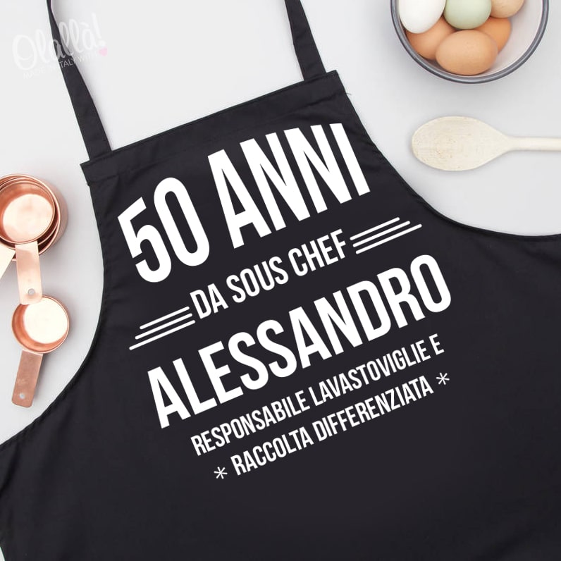 Idee Regalo Natale Uomo 50 Anni.Grembiule Da Cucina Stampato Personalizzato Idea Regalo 50 Anni Olalla