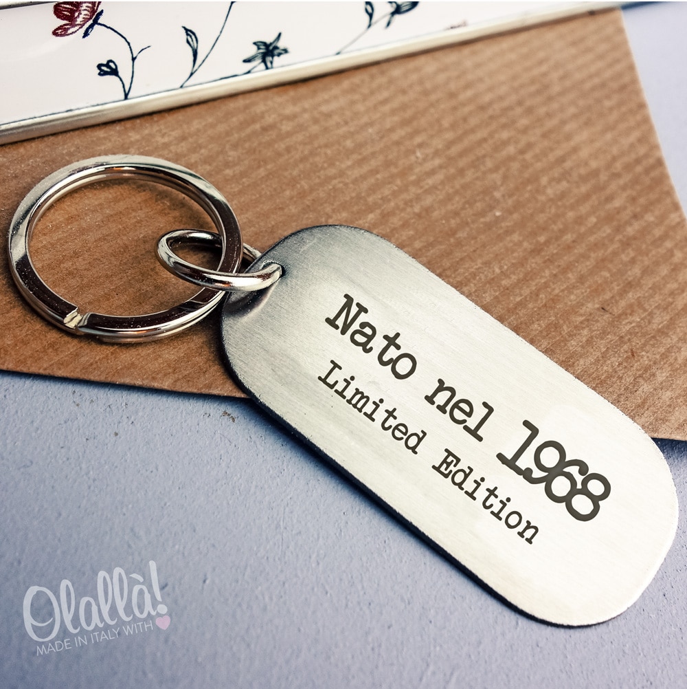 Portachiavi in Acciaio Inox con Frase Personalizzata - Idea Regalo 50 Anni