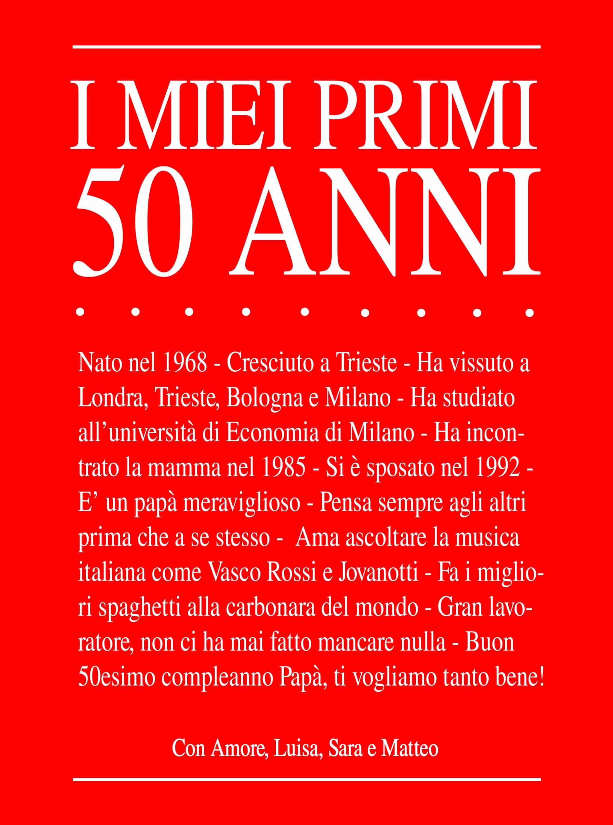 Stampa Personalizzata Con Frasi Su Festeggiato I Miei Primi 50 Anni Olalla