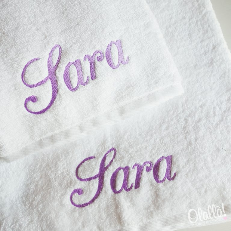 AmiAmarena Telo doccia e Asciugamani Personalizzati con nome ricamato. Set asciugamani bagno personalizzati. 100% spugna di cotone (Multicolore, viso+ospite+telo