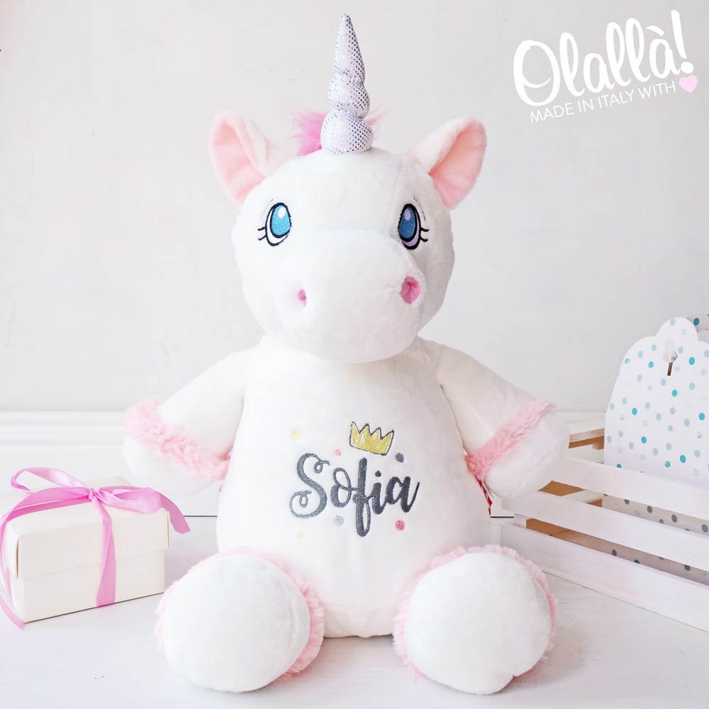 Peluche Personalizzato con Nome e Coroncina - Idea Regalo Nascita 