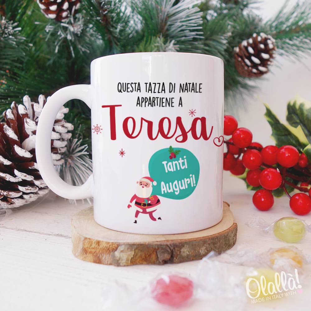 Tazze Di Natale.Tazza Personalizzata Questa Tazza Appartiene A Con Nome E Babbo Natale Olalla