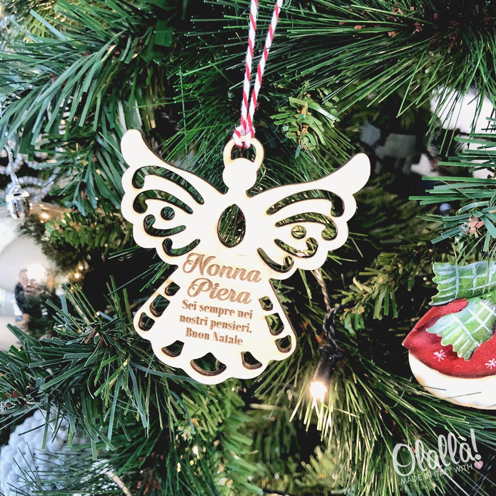 Frasi Di Natale Uniche.Addobbo Natalizio Angelo Con Frase Personalizzata Decorazione Da Appendere All Albero Di Natale Olalla